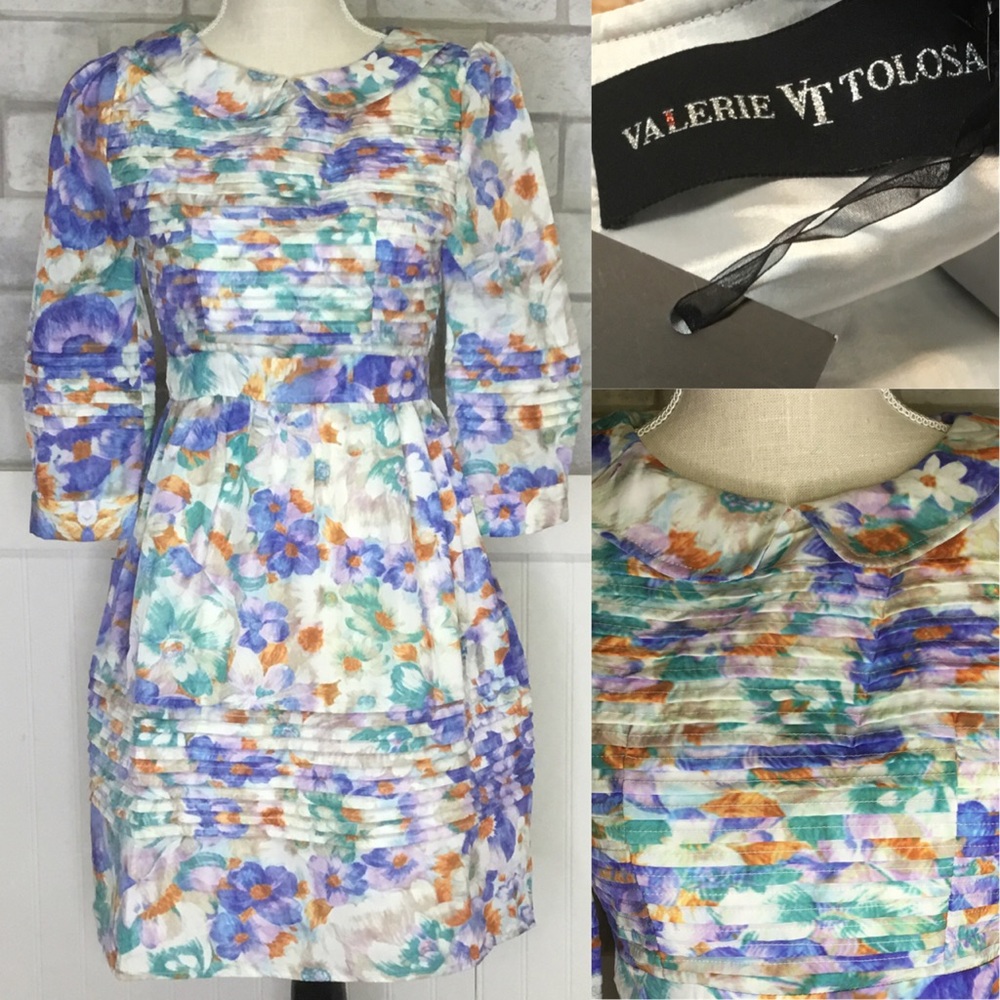 Nwts Valerie tolosa floral print dress sz0
